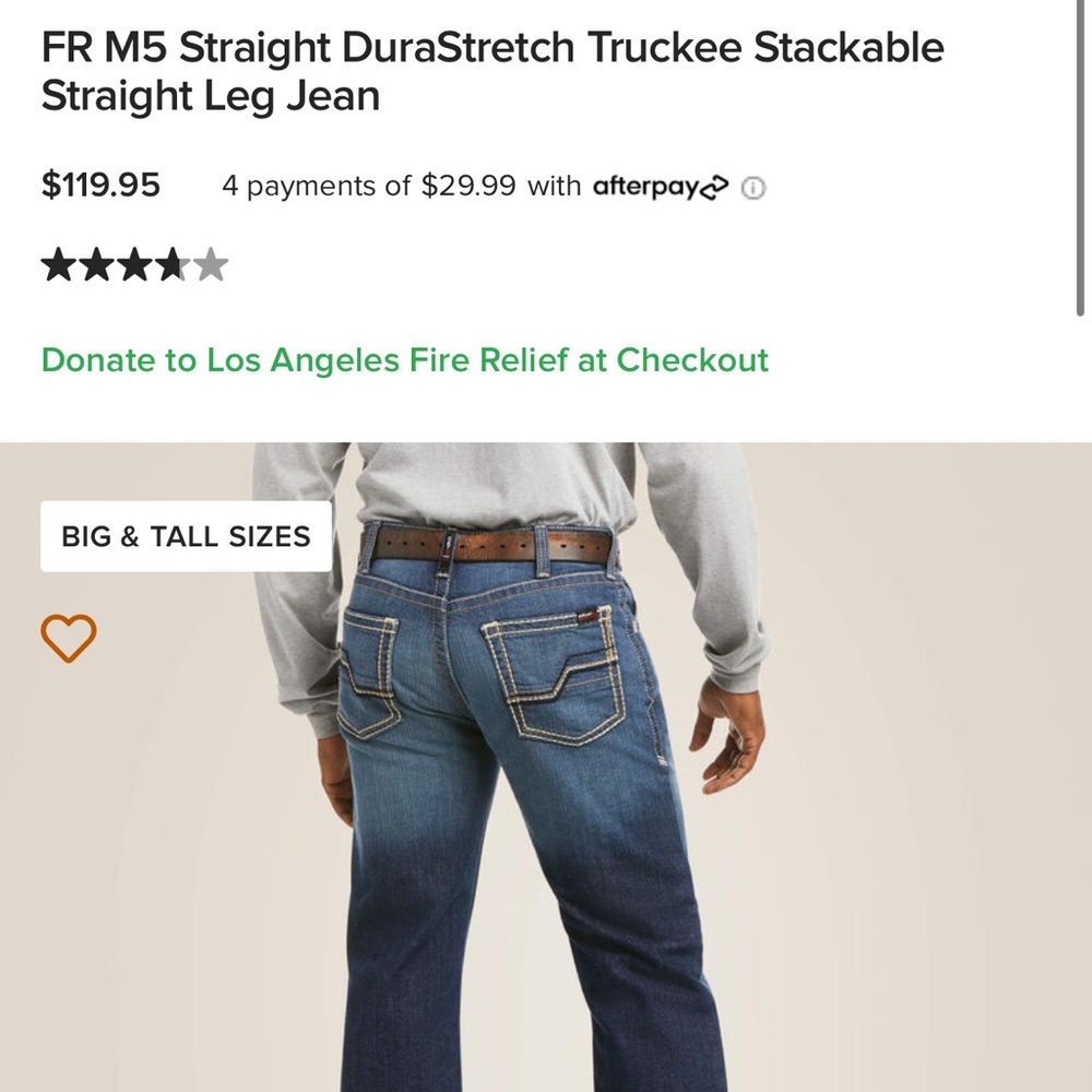Ariat FR straight leg durastretch “truckee” jean